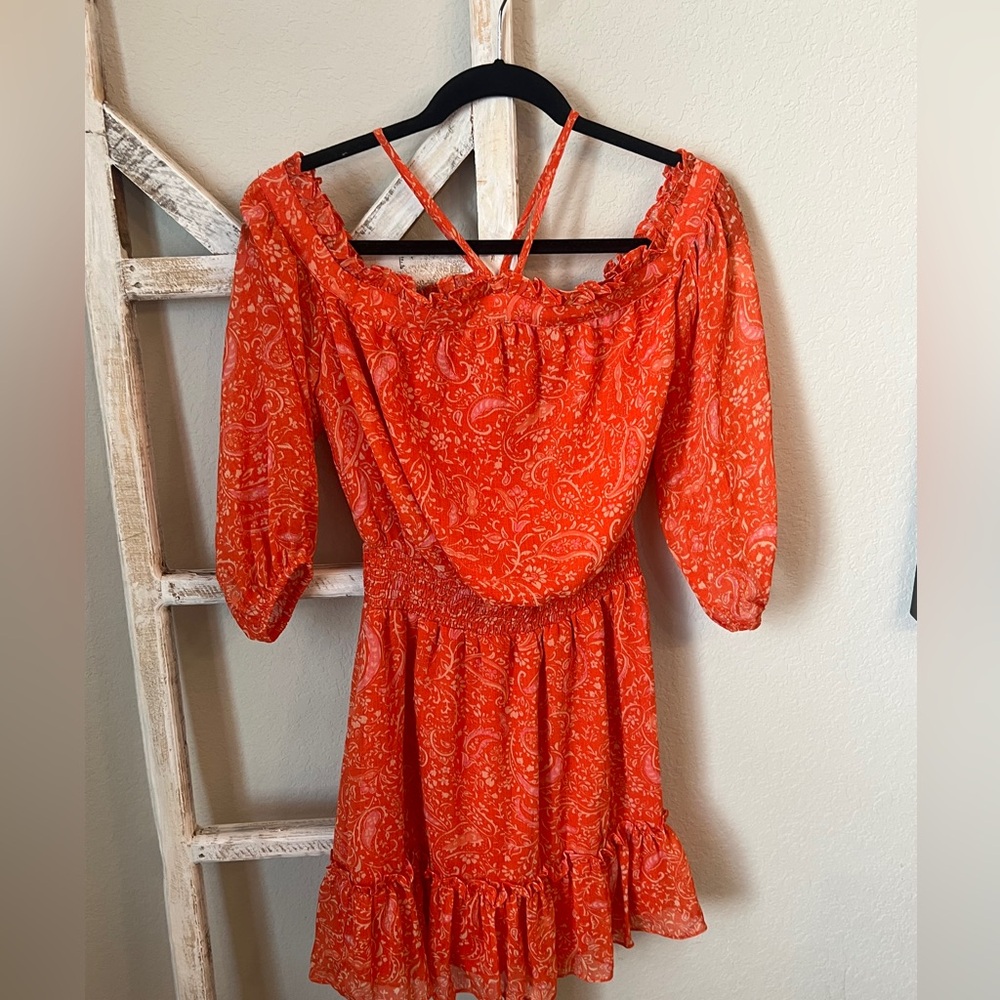 STATE Vibrant Orange Long Sleeve Dress